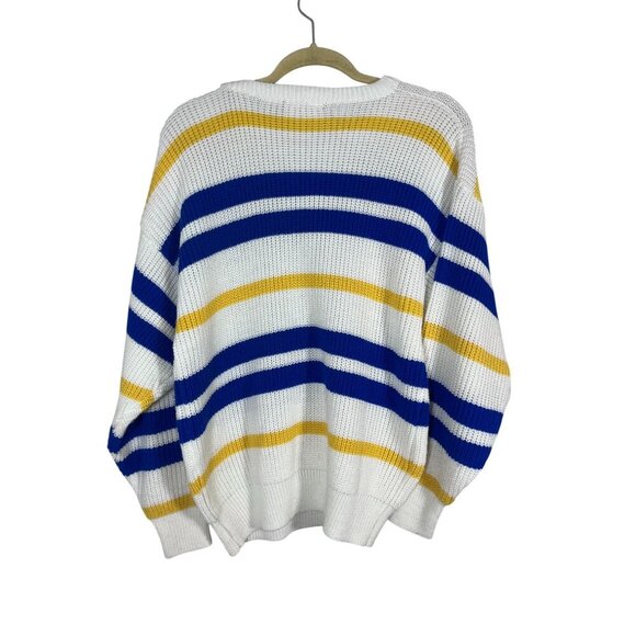 Vintage Hunter Glen Knit Sweater L White Striped Retro Preppy Classic Old Money - Picture 5 of 8